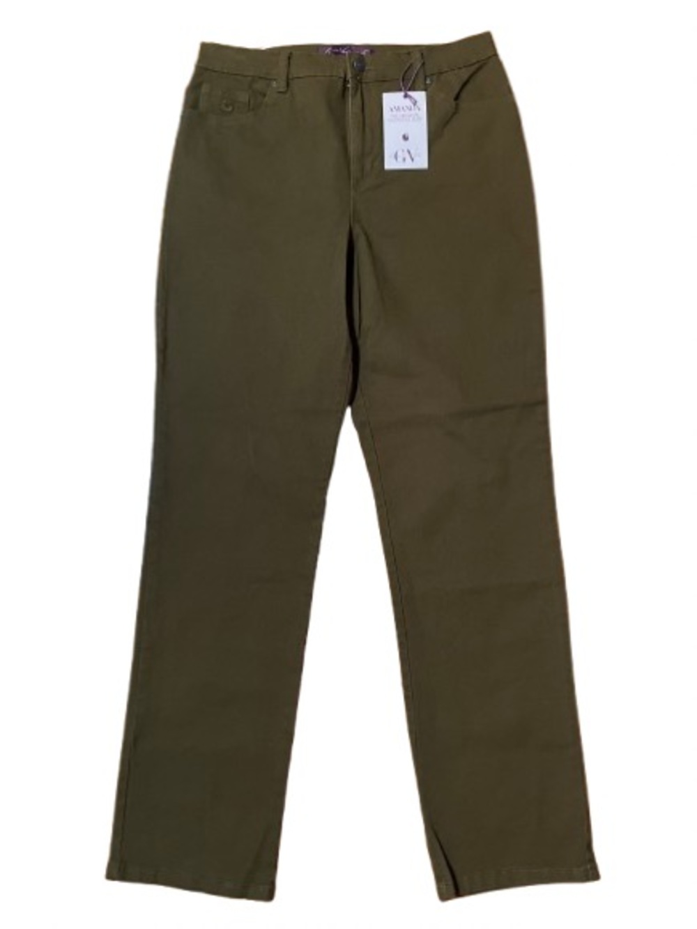 NWT Gloria Vanderbilt Amanda  Original Slimming Olive Straight-Leg Jeans Size 12